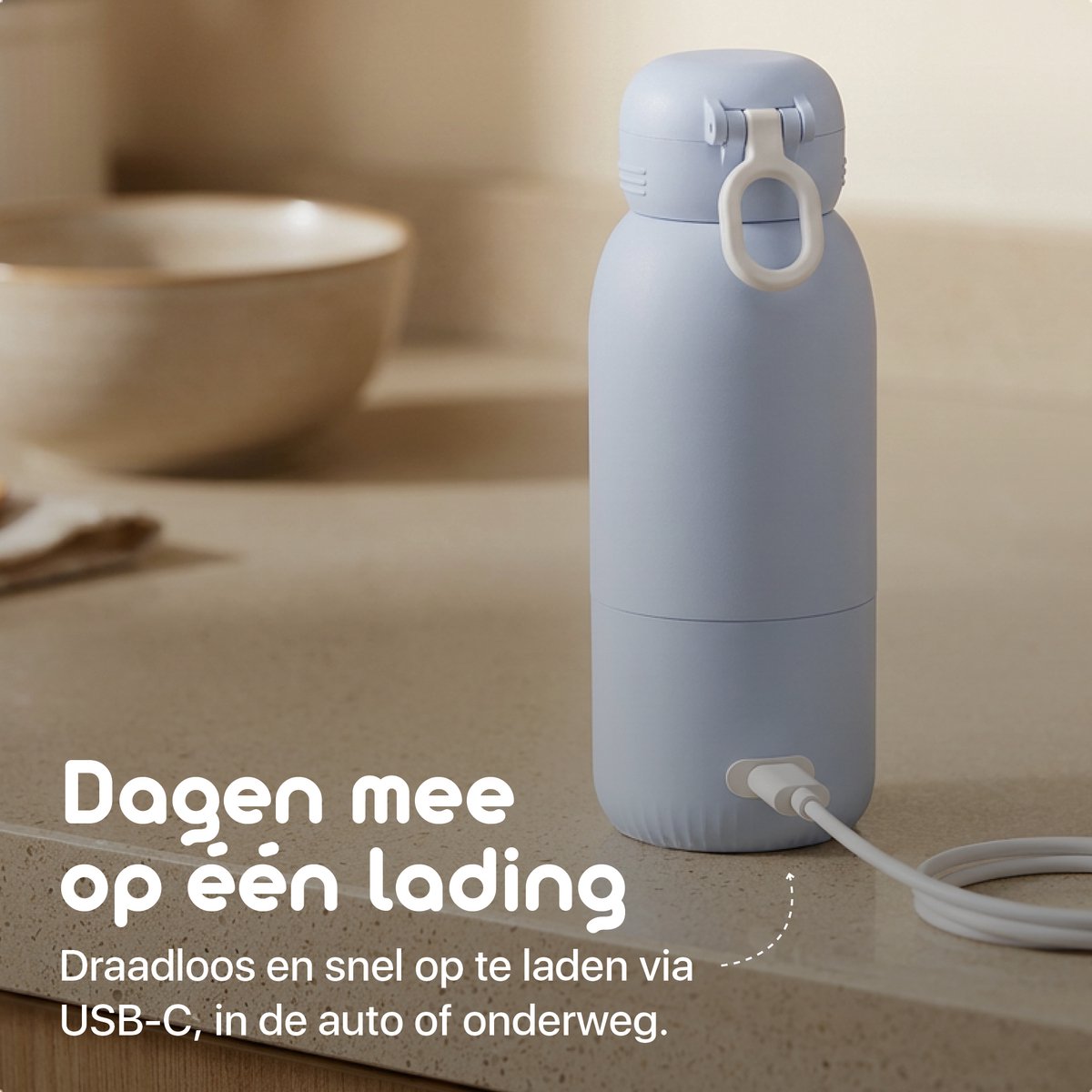 Lunae flessenwarmer opladen via USB-C
