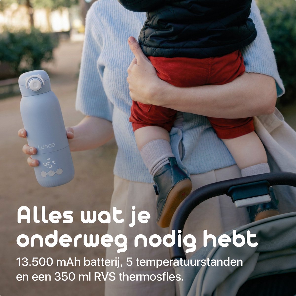 Lunae flessenwarmer met 350 ml RVS binnenfles
